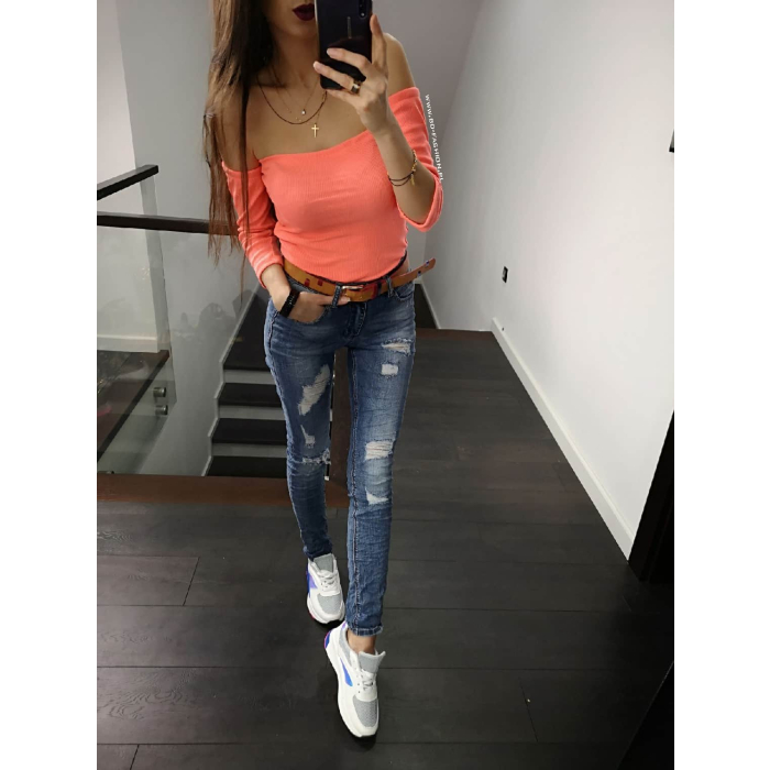 BLUZKA HISZPANKA PRĄŻEK EMILI NEON ORANGE