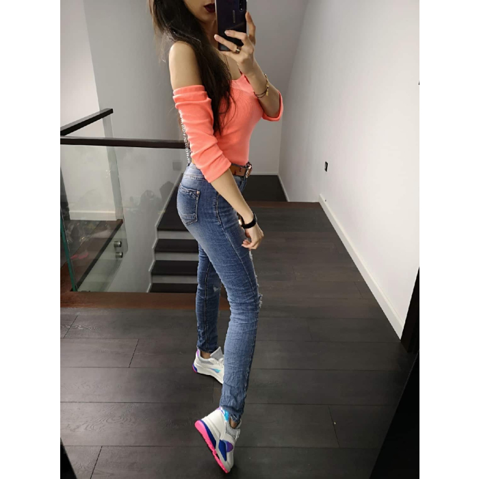 BLUZKA HISZPANKA PRĄŻEK EMILI NEON ORANGE