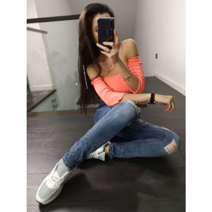 BLUZKA HISZPANKA PRĄŻEK EMILI NEON ORANGE