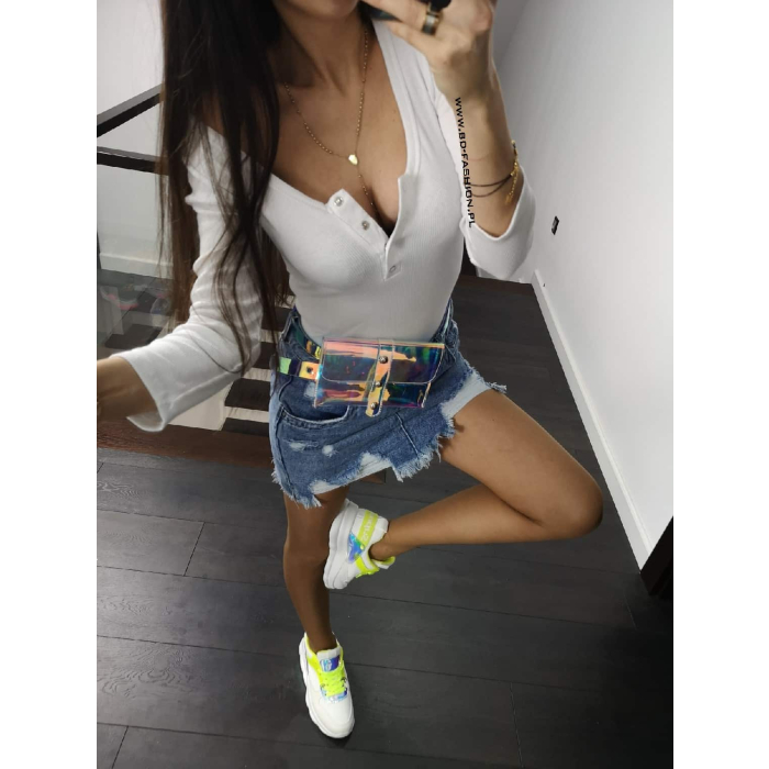 BLUZKA PRĄŻEK BUTTON WHITE