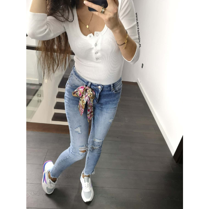 BLUZKA PRĄŻEK BUTTON WHITE