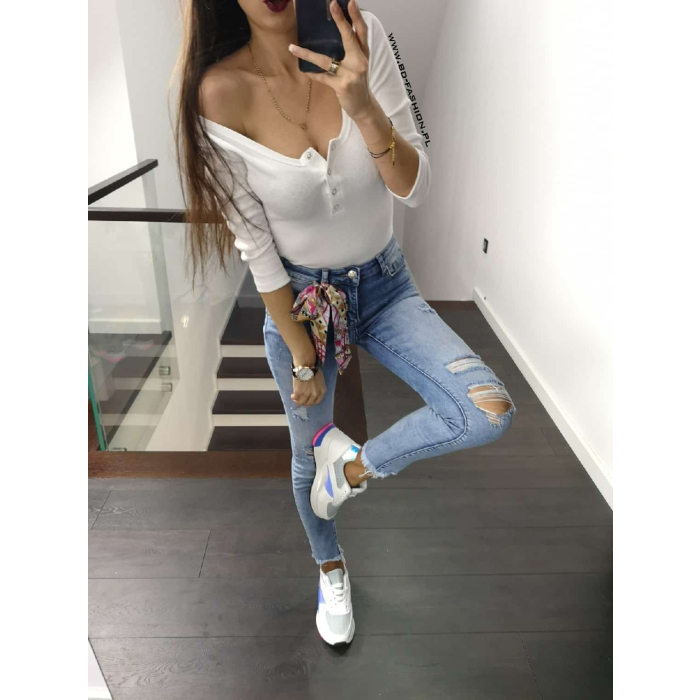 BLUZKA PRĄŻEK BUTTON WHITE