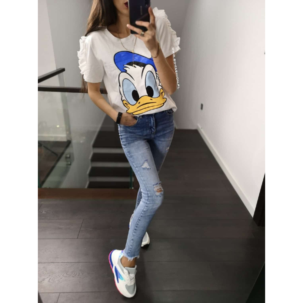 BLUZKA T-SHIRT FRILL DONALD WHITE