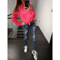 KOSZULA FRILL NEON PINK