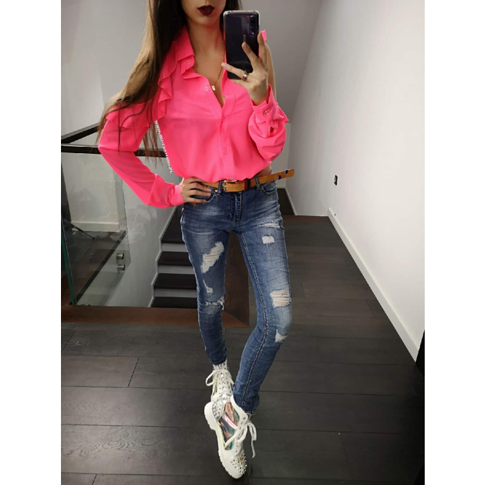 KOSZULA FRILL NEON PINK
