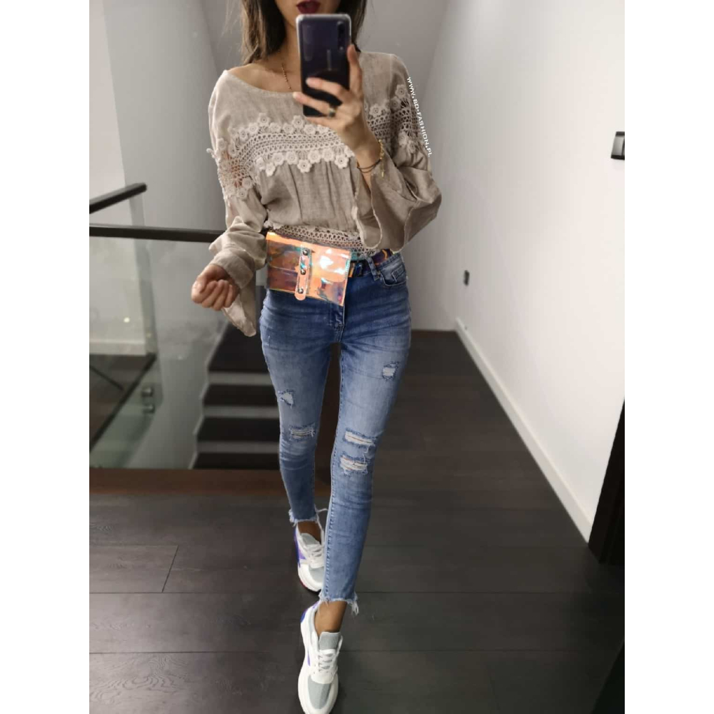 KOSZULA OVERSIZE FLOWER BROWN