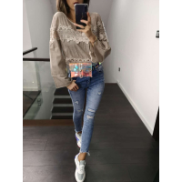 KOSZULA OVERSIZE FLOWER BROWN