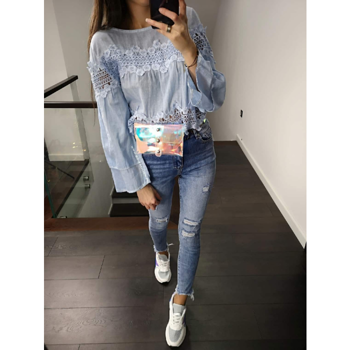 KOSZULA OVERSIZE FLOWER BLUE