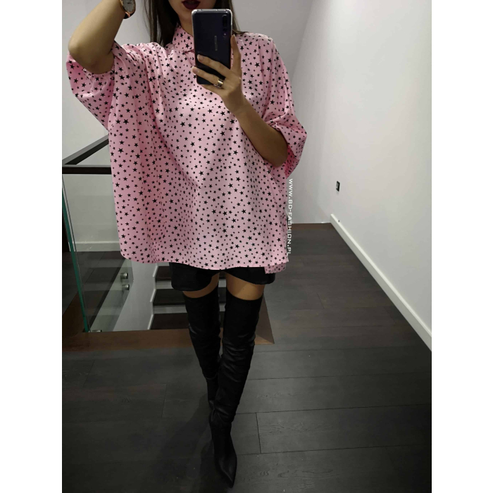KOSZULA OVERSIZE STARS PINK