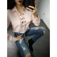 KOSZULA POCKETS GOLD RING BABY PINK