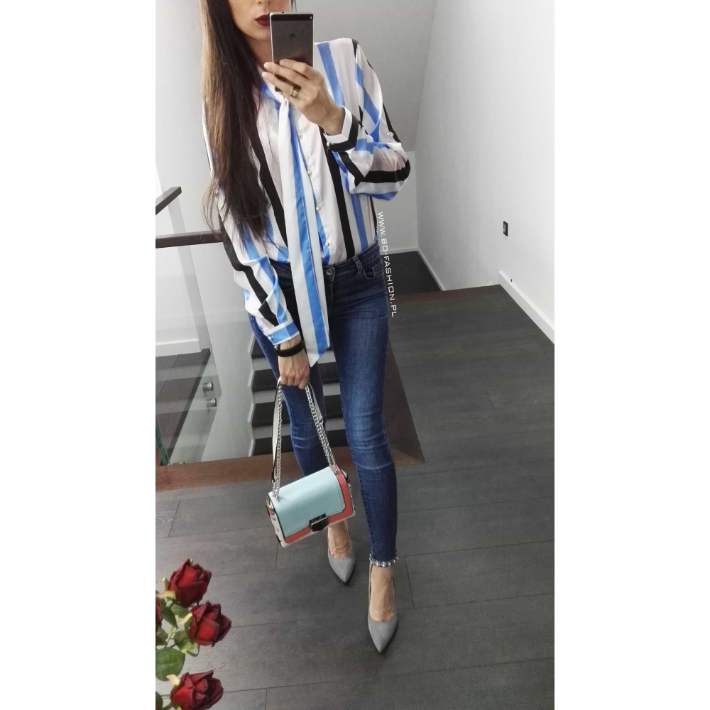 KOSZULA SATINA PASY BLUE