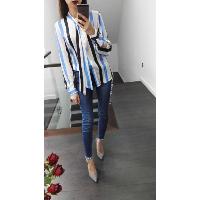 KOSZULA SATINA PASY BLUE