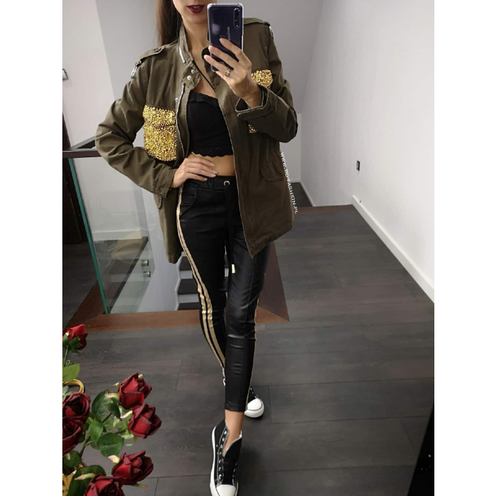 KURTKA PARKA QUENN GOLD POCKETS KHAKI