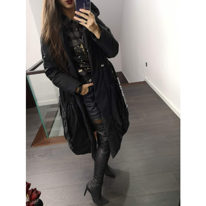 KURTKA PŁASZCZ PIKOWANY LADYS BLACK