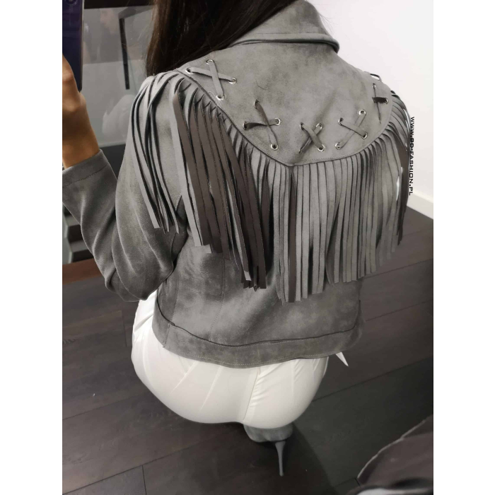 KURTKA RAMONESKA ZAMSZ GRAY