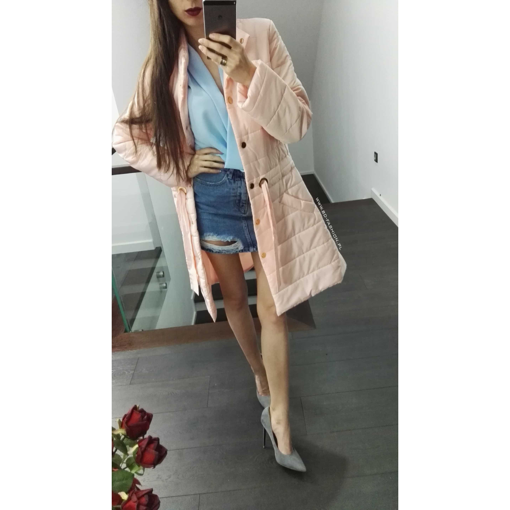 KURTKA PŁASZCZ PIKOWANY OLAVOGA LOVEIN BABY PINK