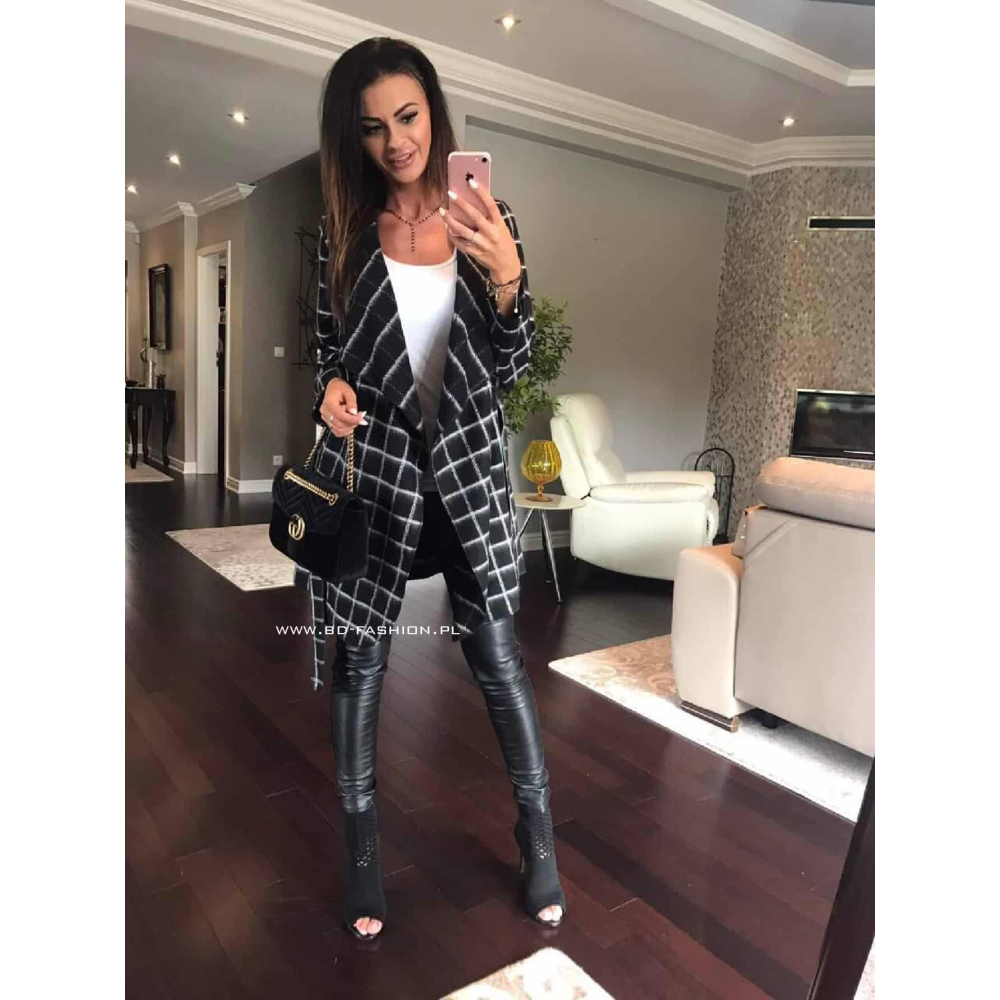 PŁASZCZ WIĄZANY MEGAN KRATA