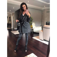 PŁASZCZ WIĄZANY MEGAN KRATA