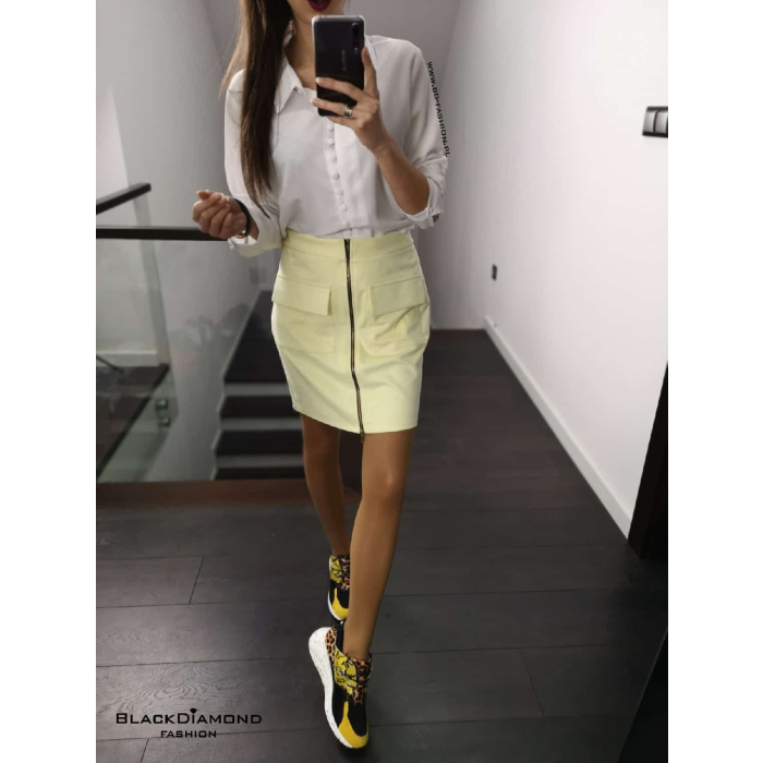 SPÓDNICA NATALY ZAMSZ YELLOW