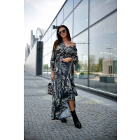 SUKIENKA AUTUMN FLOWERS LONG PRINT GREEN