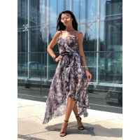 SUKIENKA MAXI SNAKE ASYMETRYCZNA BROWN