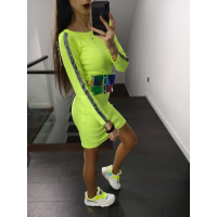 SUKIENKA PRĄŻEK LAMPAS BROKAT NEON LIME