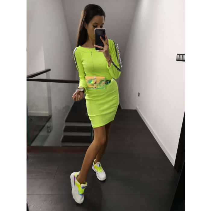 SUKIENKA PRĄŻEK LAMPAS BROKAT NEON LIME