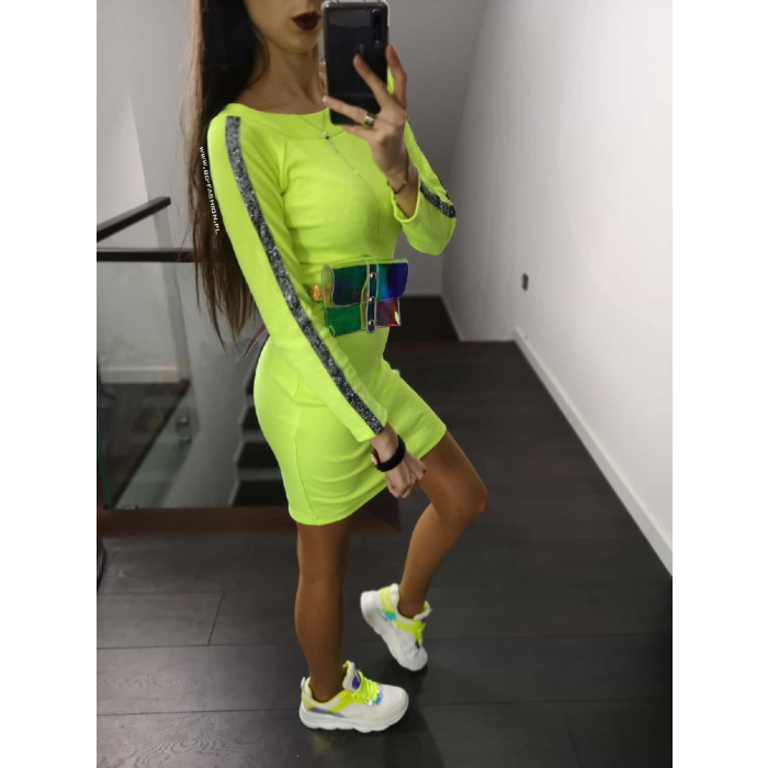 SUKIENKA PRĄŻEK LAMPAS BROKAT NEON LIME