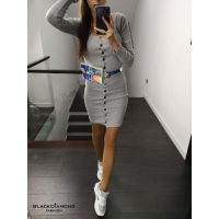 SUKIENKA PRĄŻEK SILVER NAPS GRAY