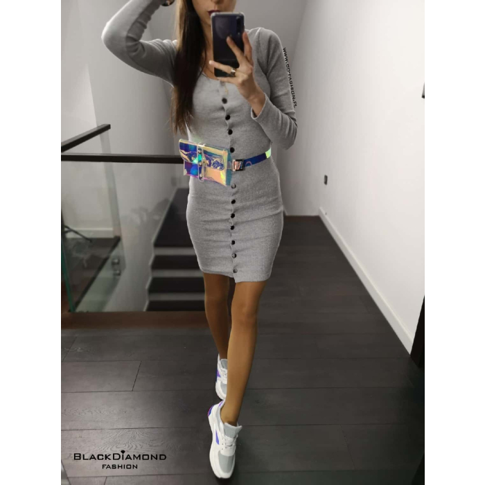 SUKIENKA PRĄŻEK SILVER NAPS GRAY