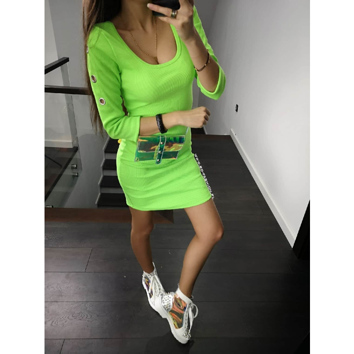 SUKIENKA PRĄŻEK SILVER RING NEON GREEN