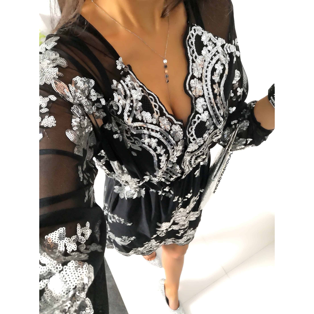 SUKIENKA PRINSESS SILVER BLACK
