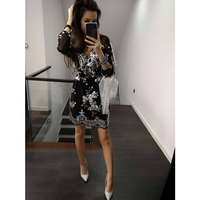 SUKIENKA PRINSESS SILVER BLACK