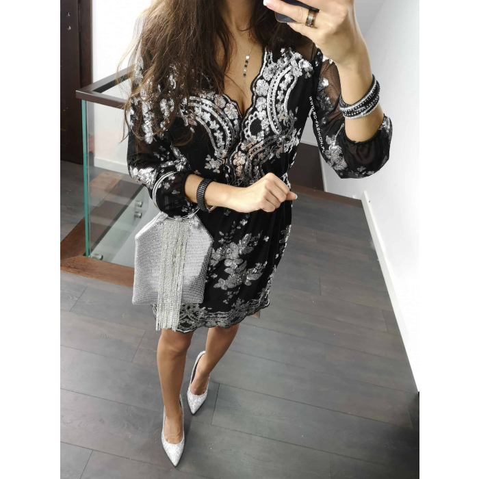 SUKIENKA PRINSESS SILVER BLACK