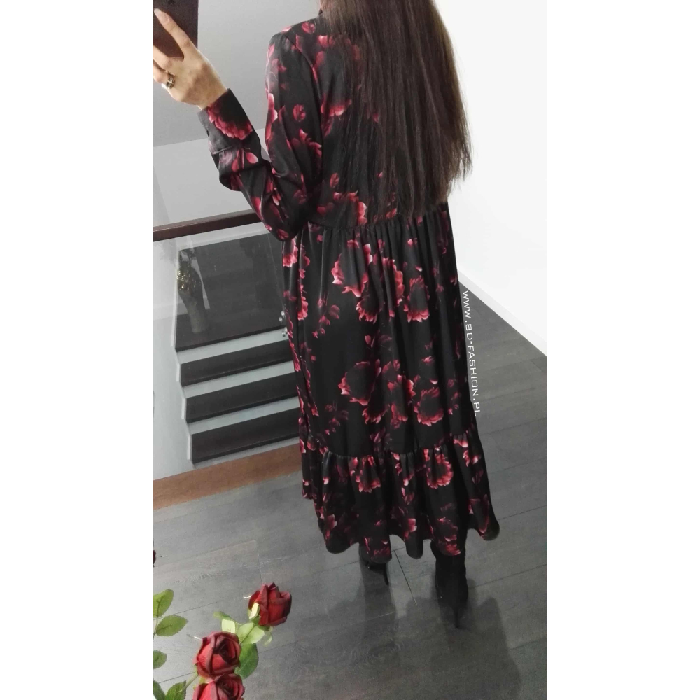 SUKIENKA SATIN LONG BLACK