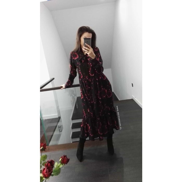 SUKIENKA SATIN LONG BLACK