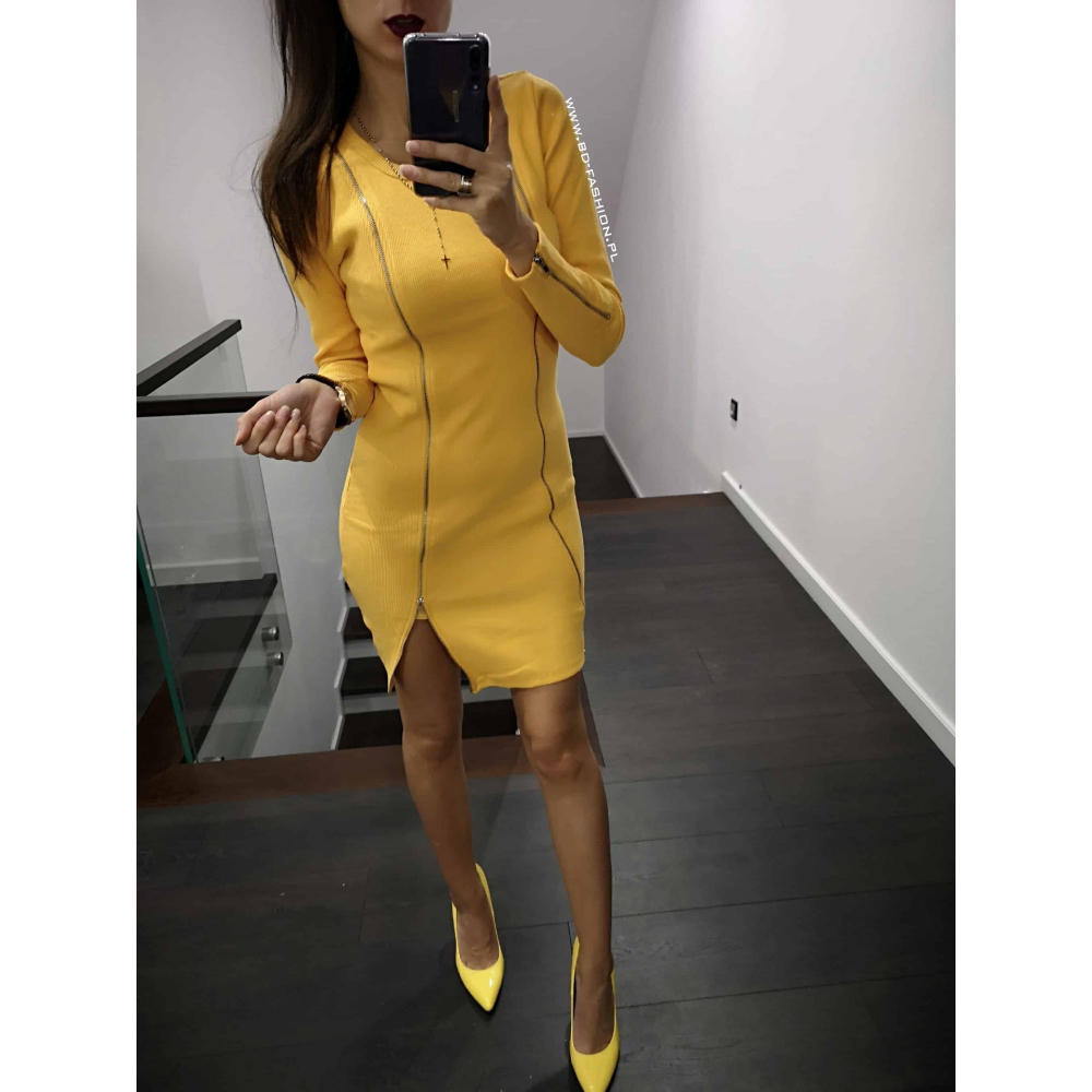 SUKIENKA ZIPPER MUSTARD