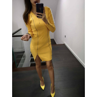 SUKIENKA ZIPPER MUSTARD