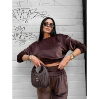 KOMPLET DRES WELUROWY HAFT OLAVOGA VELVET STORM MEDIUM CHOCOLATE