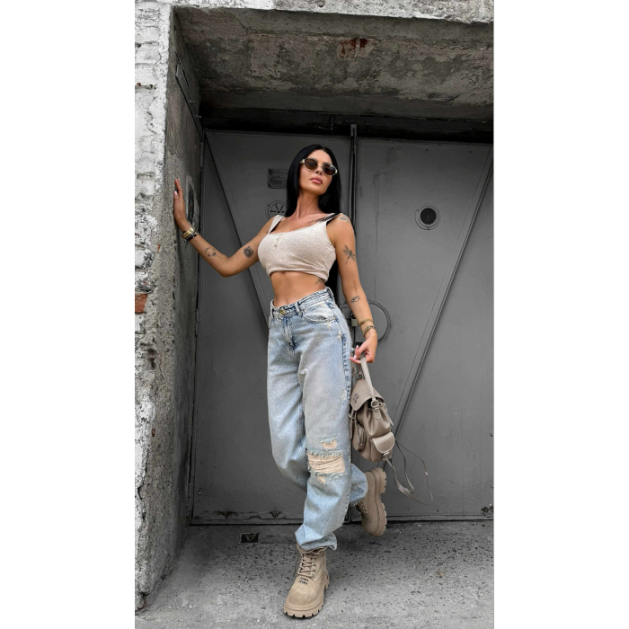 SPODNIE JENSOWE DENIM BAGGY OLAVOGA MI LEO JEANS